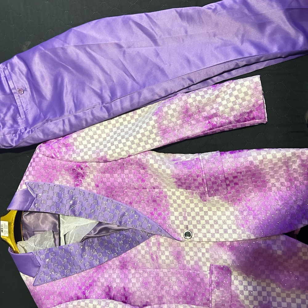 Purple and Pink Checkered Suit Set